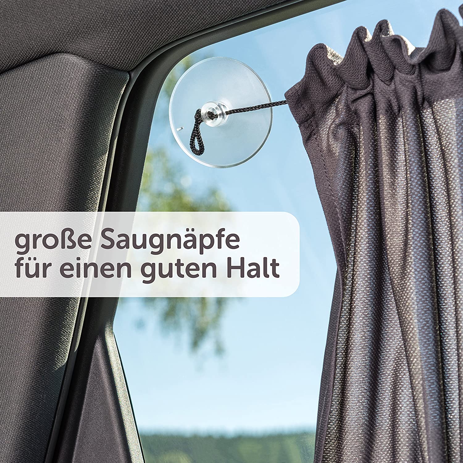 Zamboo Car Window Sun Shade with Curtain Drawstring / 68x 50cm - Grey (1 Pack) - Image 4