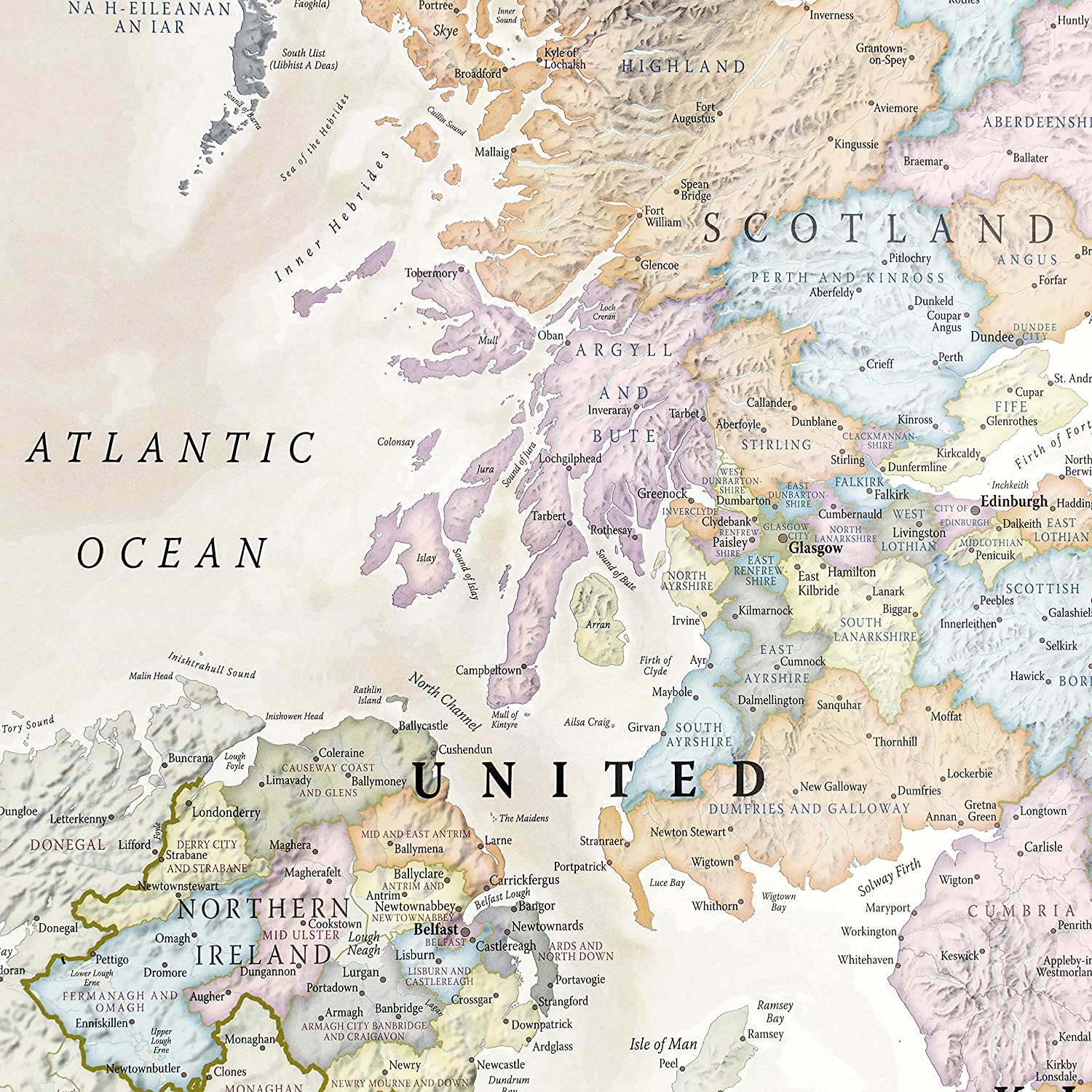 UK Map - Classic Wall Map Of The United Kingdom Poster - Front Lamination - A1, 84 x 59cm, White - Image 3