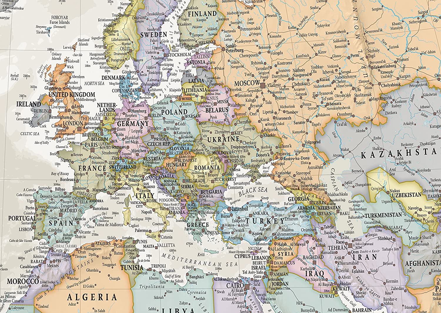 Classic World Map - Maps International - Front Lamination - A0 118.9 x 84.1 cm, Classic Medium, SIZE - A0 118.9 (w) x 84.1 (h) cm - Image 3