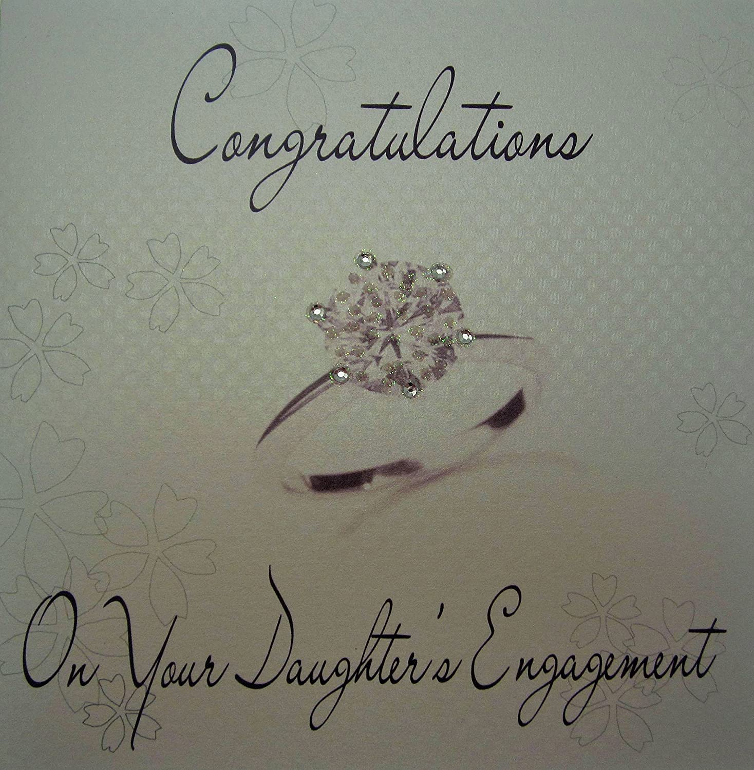 WHITE COTTON CARDS Congratulation On Your Daughter's, Handmade Engagement Card, Code WS1, 16cm x 16cm