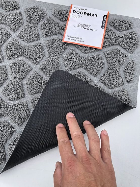 Nicoman® Spaghetti Pet Mats｜Non-Shedding & Jet-Washable Easy-Clean & Dirt-Trapper Barrier Non-slip Cat Dog Litter Mat｜ Welded Bow-Tie Shape (45x75cm,Grey) - Image 2