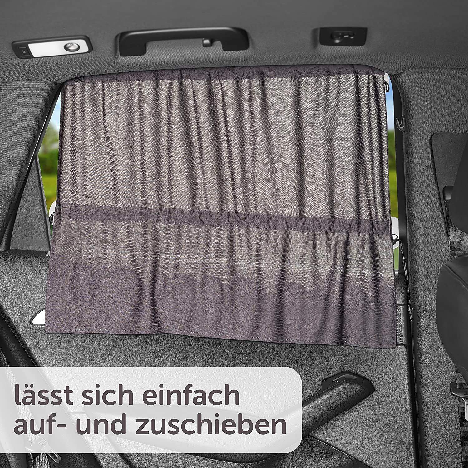 Zamboo Car Window Sun Shade with Curtain Drawstring / 68x 50cm - Grey (1 Pack) - Image 2