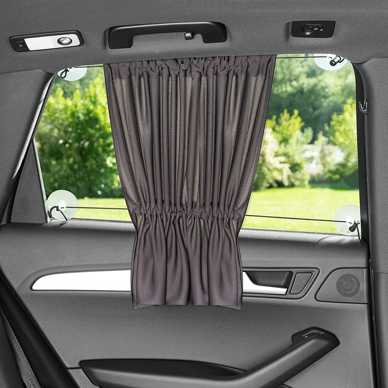 Zamboo Car Window Sun Shade with Curtain Drawstring / 68x 50cm - Grey (1 Pack)