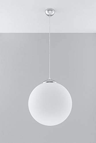 SOLLUX lighting Ugo 40 Pendant Light - Glass - White/Chrome, White, Chrome - Image 2
