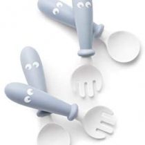 BABYBJÖRN Baby Spoon & Fork, Plastic, Powder Blue