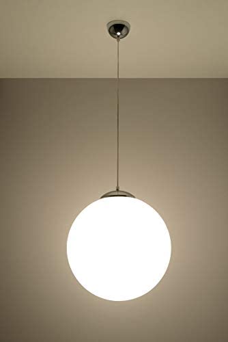 SOLLUX lighting Ugo 40 Pendant Light - Glass - White/Chrome, White, Chrome - Image 4