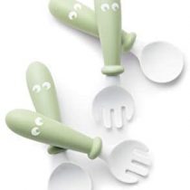 BABYBJÖRN Baby Spoon & Fork, Plastic, Powder Green