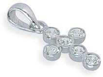 14ct White Gold Cross Pendant 20mm with Cubic Zirconia (203171), White,Gold