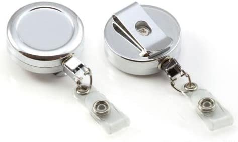 Customcard ltd® Heavy Duty Badge Pull Reel with Strap Clip - Chrome, Pack 1