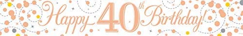 Oaktree UK 9ft Banner Sparkling Fizz 40th Birthday White & Rose Gold Holographic