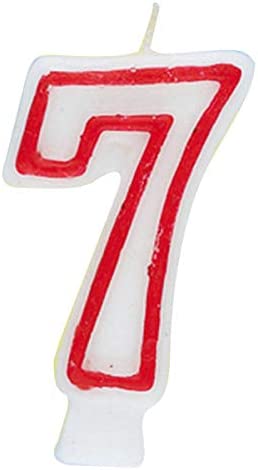 Number 7 Classic Birthday Candle (13cm) 1 Count - Perfect Celebration Candle for Any Events, Red/White, 27 x 27 x 4,5 cm