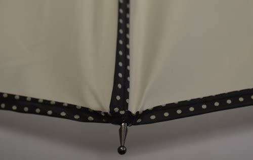 Black Pagoda Stick Umbrella With Polka Dot Ribbed - Image 2