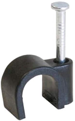 RosenetSys 5mm BLACK Round Cable Clips (for network cable cat5e) Outdoor Use - 100 PACK, 5.2 millimeters