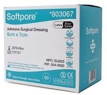 Softpore 6cm x 7cm Wound Dressings Pack of 60, Adhesive, Ultra-Absorbent Pads, Breathable, Hypoallergenic