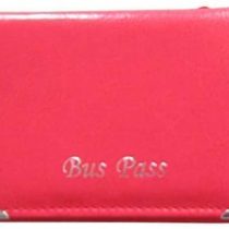Lorenz Leather Effect Grained PU Bus Pass Cover Holder with Zip up Coin Pocket - Red