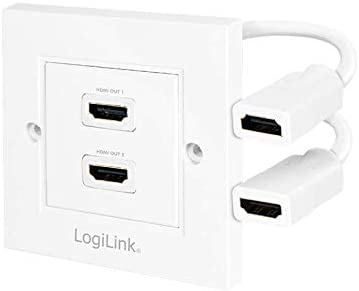 Logilink HDMI 2-Port Wall Socket Adapter - White