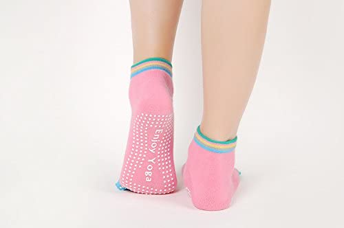 Veewon 4 works Full Toe Non Slip Skid Yoga Socks with Toes Pilates with Grips Cotton for Women Random Color - Image 3