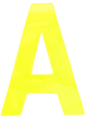 Merriway BH05610 Yellow High Visibility Reflective Plastic Stick-On Wheelie Bin Post Box Crate Dust Bin Letter 75 mm (3 Inch) Letter A - Pack of 2