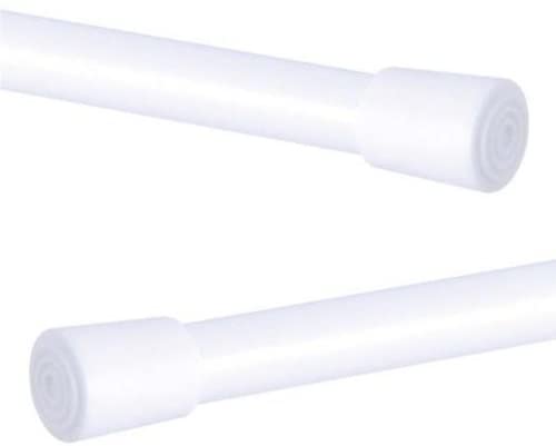 White Spring Loaded Tension Rod 56-91cm (22-36") for Light Weight Nets & Voiles - Curtains at Home