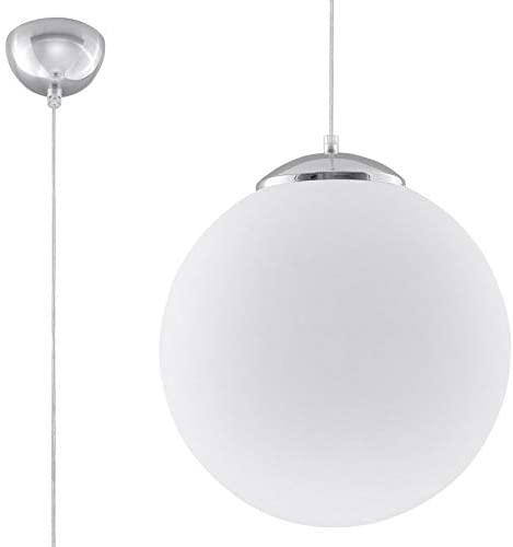 SOLLUX lighting Ugo 40 Pendant Light - Glass - White/Chrome, White, Chrome
