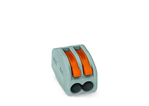 WAGO 222-412 2 Pole Lever Cable Connector, 0.08-2.5mm, Grey/Orange,50 pieces, 0.08 … 4 mm²
