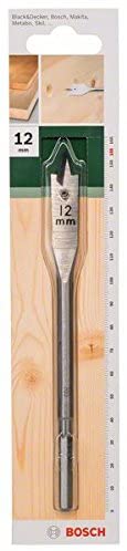 Bosch 2609255259 Flat Drill Bit with Diameter 12mm, silver, 12 mm