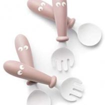 BABYBJÖRN Baby Spoon & Fork, Plastic, Powder Pink