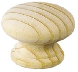Merriway BH03884 (4 Pcs) Unlacquered Pine Cupboard Cabinet Drawer Door Knob, Pre-Drilled for Screw or Dowel 60mm 2.1/2 inch