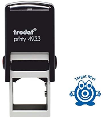 Trodat 62189 "Target Met" Classmates Education Stamp, Black Body - Blue Ink, Small