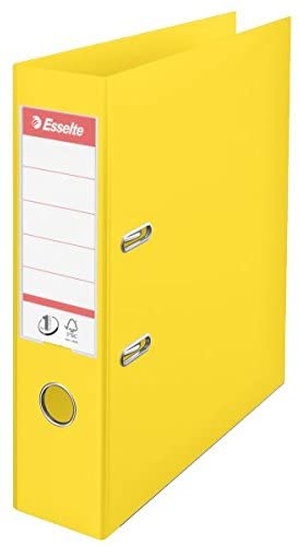 Esselte A4 Lever Arch File, Yellow, 72mm Spine, Plastic, Vivida Range, 624070, 1