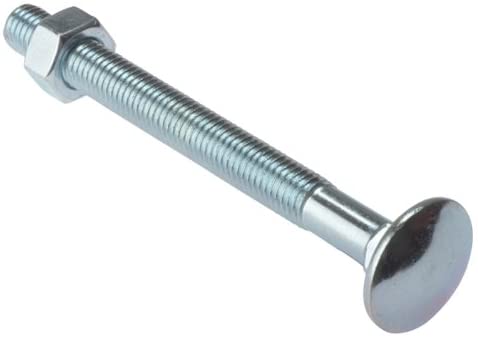 Merriway BH02153 (4 Pcs) Carriage Bolts with Nuts, M8 x 75mm (5/16 inch x 3 inch) Zinc Plated - Pack of 4 Pieces