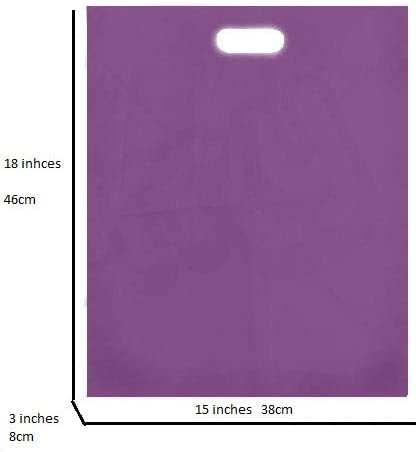 Large Purple Plastic Gift Bags ~ Boutique Gift Shop Carrier Bag ~ 38x46x8 cm Uk Store 247 (100), 15 x 18 x 3 Inches