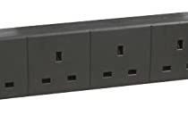 PRO ELEC pl12986 Surge Protected Extension Lead, 6 Socket, 8 Metres, Neon On Light, Black 6 Gang