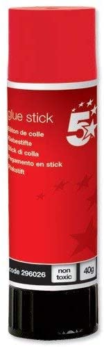 Set of 12 "5 Star" Value Pack Office Glue Stick Solid Washable Non-toxic Large 40g (296026), red