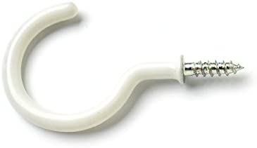 Merriway® BH00040 (25 Pcs) Plastic Coated Shouldered Mug Cup Hooks, White 25 mm (1 inch) - Pack of 25 Pieces