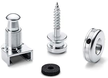 Schaller Black Chrome Guitar Strap Security Locks with Hardened Steel Buttons & Triple-Lock System - Image 2