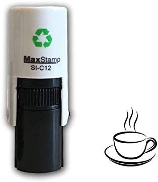 Coffee Cup Stamp - Loyalty Card Stamper - Self Inking Black Ink - Approx. 11mm, 11x11mm