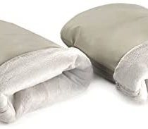 Jané Mittens for Pushchair and Pushchair with Interior Fleece Lining, Adaptable to Both Open and Closed Handlebars, Beige Leatherette