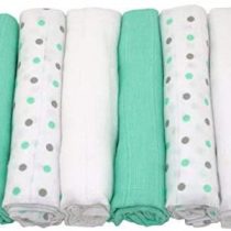 MuslinZ Premium High Quality 100% Cotton Unisex Baby Muslin Squares 70x70cms (Mint Combo, 6 Pack)