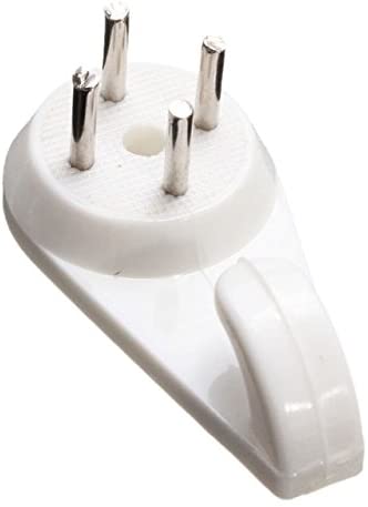 Merriway BH00092 Large 40 mm (1.1/2 Inch) White Nylon Non-Trace Hardwall Drywall Picture Hanger Hook - Pack of 10 Pieces, Black
