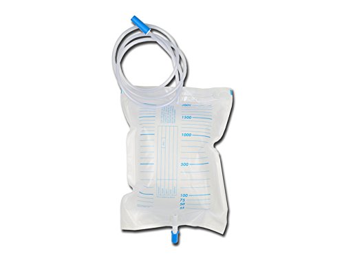 Gima - Urine Bag with Tube, with Non Return Valve, Volume 2,000 cc, Tube length 130 cm, Polybag of 30 units, with Tipps and 1 Hanger