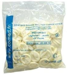 Pack of 100 Latex Rolled Finger Cots - XL, XL (100 Unité)