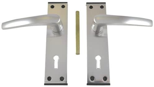 Merriway BH00359 Aluminium Door Handle Lock Set including Black Trim, Grey, 40 x 150mm