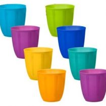 Fingey Plastic Garden and Picnic Microwave Safe Assorted Colours Plates and Tumbler Pack of 8 (Tumblers)