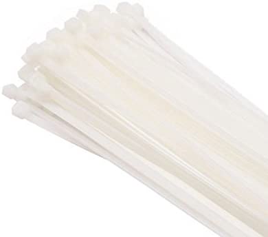 Gocableties White Cable Ties, 200mm x 4.8mm, Pack of 100, 8" Premium Nylon Zip Ties Clear/Natural