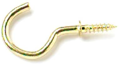 Merriway® BH01117 (10 Pcs) EB Brass Plated Shouldered Cup Mug Hooks, 38 mm (1.1/2 Inch) - Pack of 10 Pieces