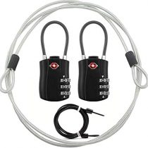 TSA Luggage Locks Pack, Digit Combination Padlockss and Steel Cable Combination Travel Security Lock, Luggage Travel Lock Coded Lock … (2 Pack)