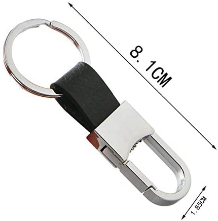 MYLB Clip on Belt Loops Pants Buckle Keyring Leather Keychains Car Key Chain Ring Key Holder, Black - Image 2