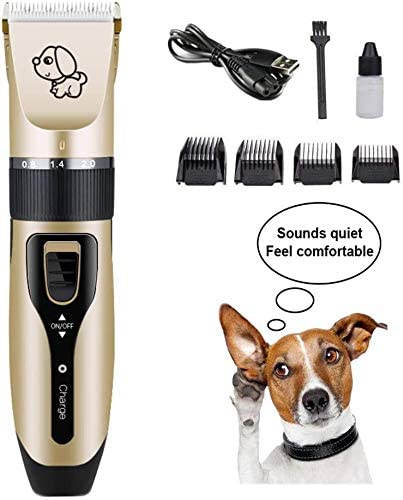 Dog Grooming Clipper Kit, Low Noise, Electric Quiet, Rechargeable, Cordless, Pet Hair Thick Coats Clippers Trimmers Set