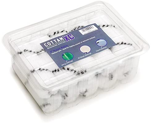 COTTAM Nylon Paint Roller Sleeves (Medium Pile) x10, White/Black, 4-Inch